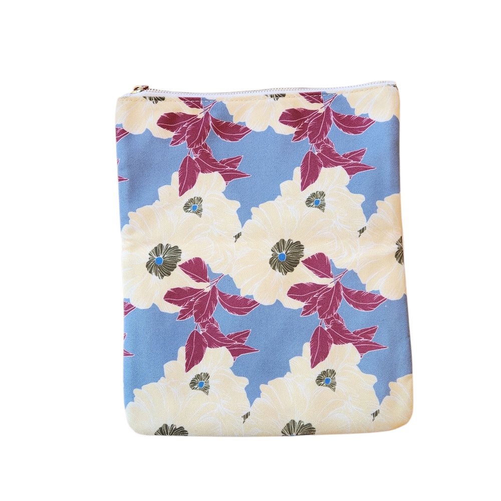 Rachel Pally Blue and Cream Floral Cosmetic Bag
